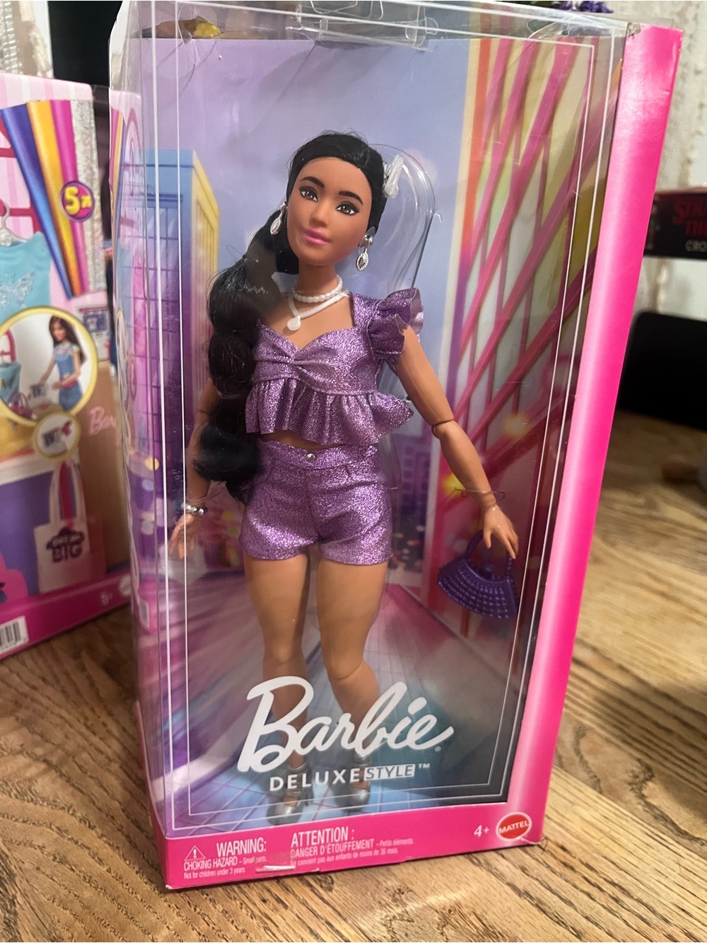 Barbie Purple Glitter Ruffled Top & Shorts Doll with Matching Purse